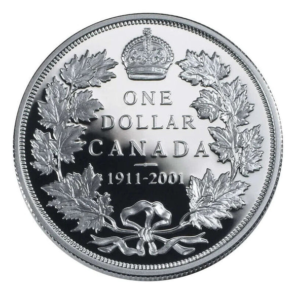 2001 - Canada - $1 - 90th Anniv. Canada's 1911 Silver Dollar, Proof <br> (no sleeve, box)