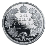 2001 - Canada - $1 - 90th Anniv. Canada's 1911 Silver Dollar, Proof <br> (no sleeve, box)