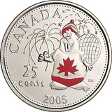 2005 P - Canada - 25c - Canada Day, Colourised - UNC - retail $12