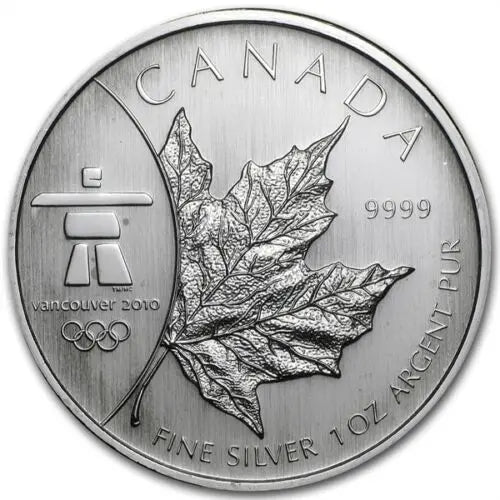 1 oz - 2008 - Vancouver 2010 Maple Leaf and Logo - Fine Silver