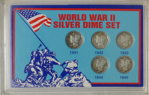 USA - 10c - 5 Coin Set - World War II Silver Dime Set