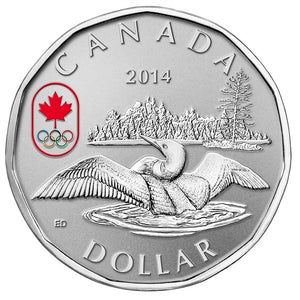 2014 - Canada - $1 - Olympic Lucky Loonie, Painted