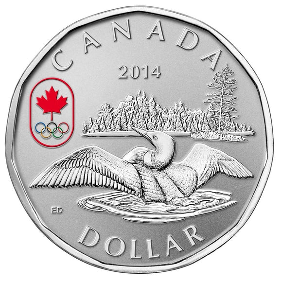 2014 - Canada - $1 - Olympic Lucky Loonie, Painted (no box)