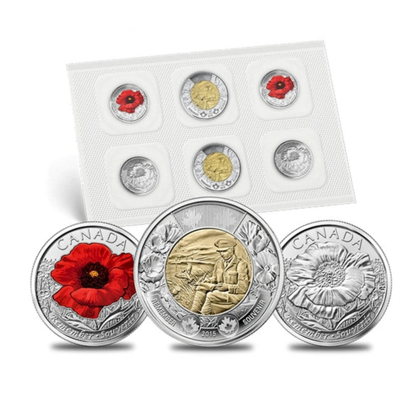 2015 - Canada - 6 Coin Set - Remembrance 2015 - $2 - 100th Anniv. Of In Flanders Fields