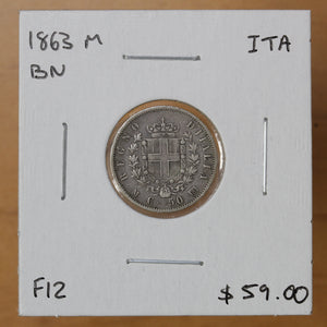 1863 M BN - Italy - 50 Centesimi - F12 - retail $59