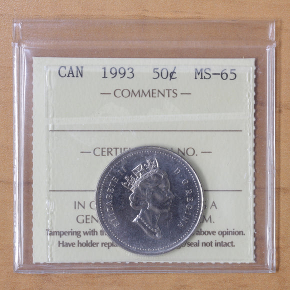1993 - Canada - 50c - MS65 ICCS - retail $25