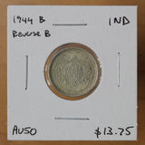 1944 B - India - 1/4 Rupee - AU50 - retail $13.75
