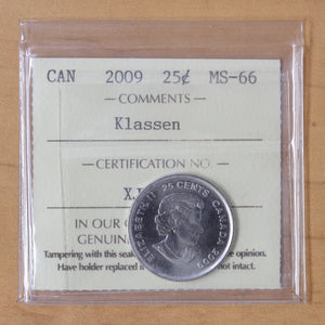 2009 - Canada - 25c - Klassen - MS66 ICCS - retail $40
