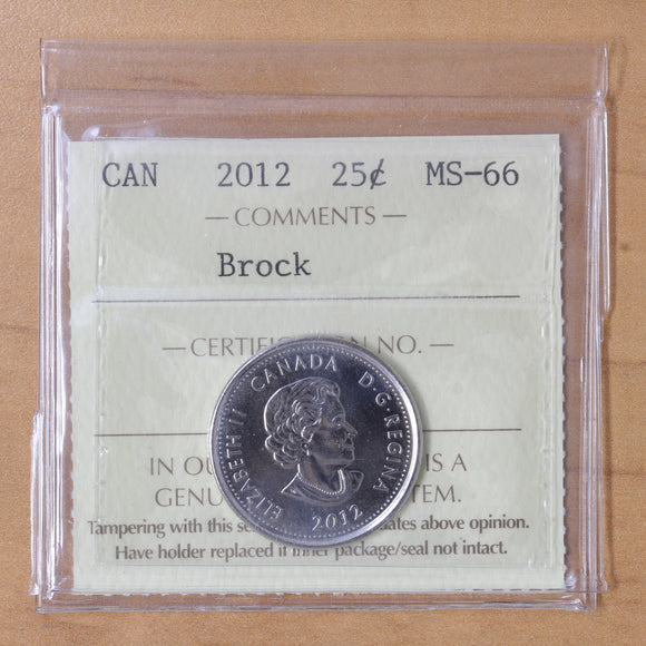 2012 - Canada - 25c - Brock - MS66 ICCS - retail $40