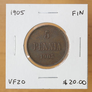 1905 - Finland - 5 Pennia - VF20 - retail $20