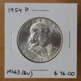 1954 D - USA - 50c - MS63 (BU) - retail $96