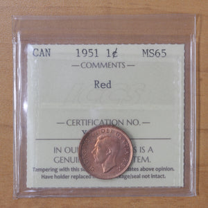 1951 - Canada - 1c - MS65 (Red) ICCS