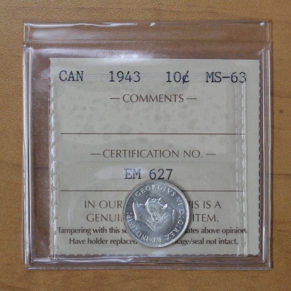 1943 - Canada - 10c - MS63 ICCS