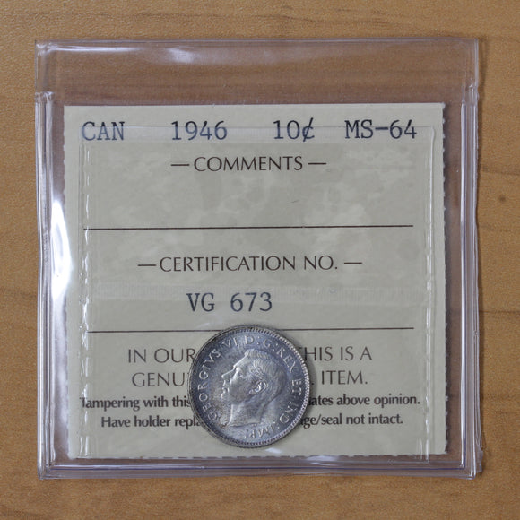 1946 - Canada - 10c - MS64 ICCS