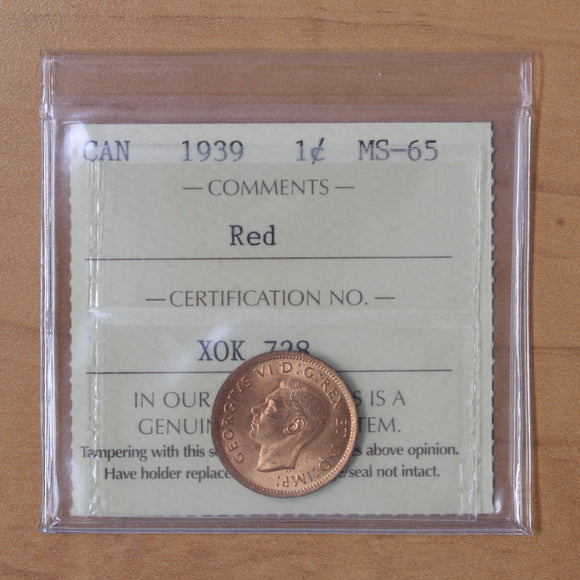 1939 - Canada - 1c - MS65 (Red) ICCS