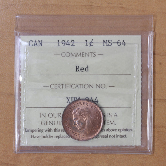 1942 - Canada - 1c - MS64 (Red) ICCS