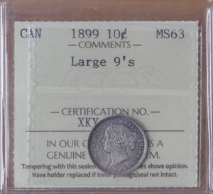 1899 - Canada - 10c - Large 9's - MS63 ICCS