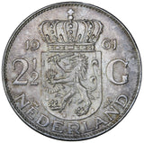 1961 - Netherlands - 2 1/2 Gulden - MS63 (BU)