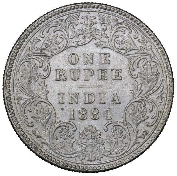 1884 B - India (British) - 1 Rupee - Raised, Type A Bust - EF40