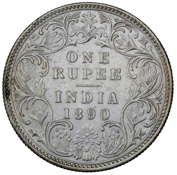 1890 B - India (British) - 1 Rupee - Incuse Type C Bust - VF30