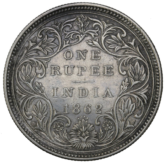 1862 (b) - India (British) - 1 Rupee - Type A Bust, Type II Reverse, 0/4 - VF20