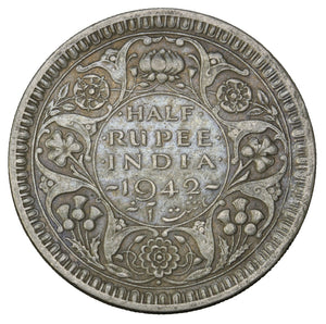 1942 (b) - India (British) - 1/2 Rupee - F12
