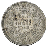 1943 (b) - India (British) - 1/2 Rupee - UNC