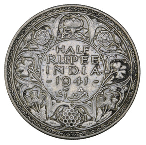 1941 (b) - India (British) - 1/2 Rupee - VF20 - retail $11.25