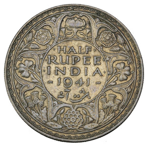 1941 (b) - India (British) - 1/2 Rupee - VF30 - retail $13.25
