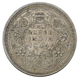 1944 L - India (British) - 1/2 Rupee - AU50 - retail $20