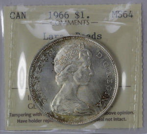 1966 - Canada - $1 - Large Beads - MS64 ICCS - retail $60