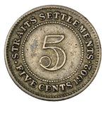1902 - Straits Settlements - 5 Cents - F12 - retail $21.50