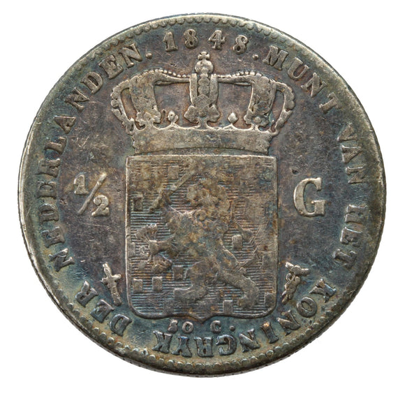 1848 - Netherlands - 1/2 Gulden - F12 - retail $38.75