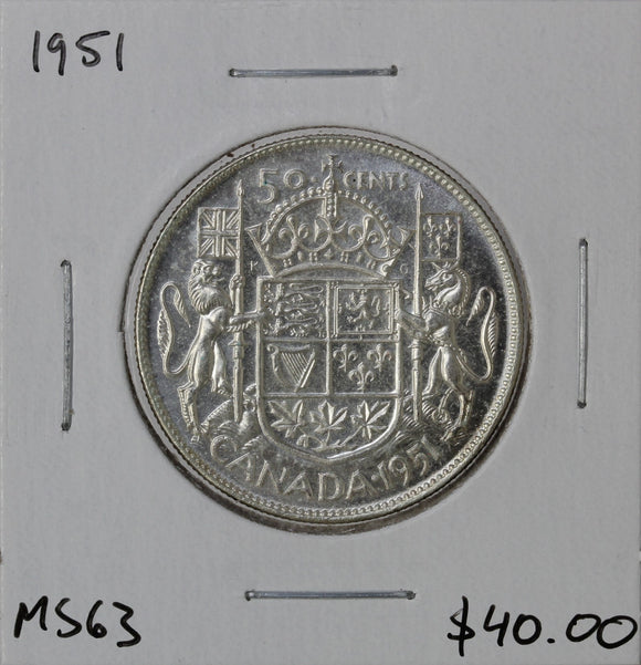 1951 - Canada - 50c - MS63 - retail $40