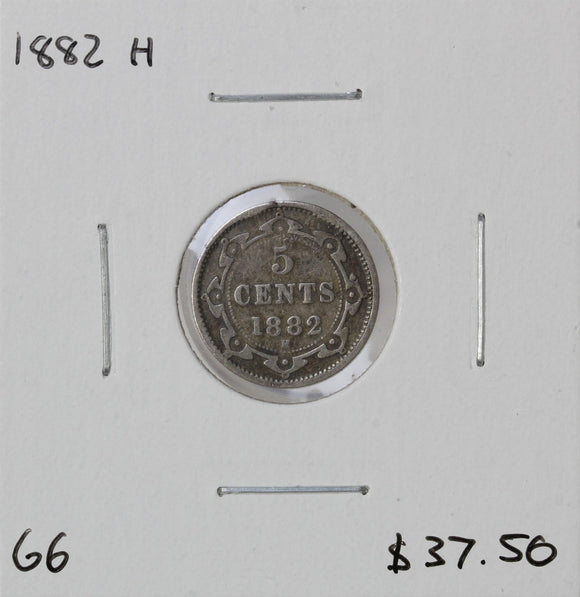 1882 H - Newfoundland - 5c - G6 - retail $37.50