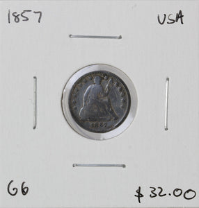 1857 - USA - 1/2 Dime - G6 - retail $32