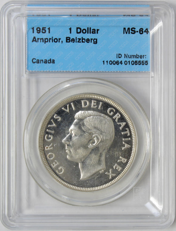1951 - Canada - $1 - Arnprior - MS64 - CCCS