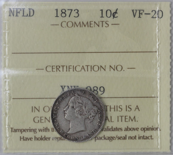 1873 - Newfoundland - 10c - VF20 ICCS