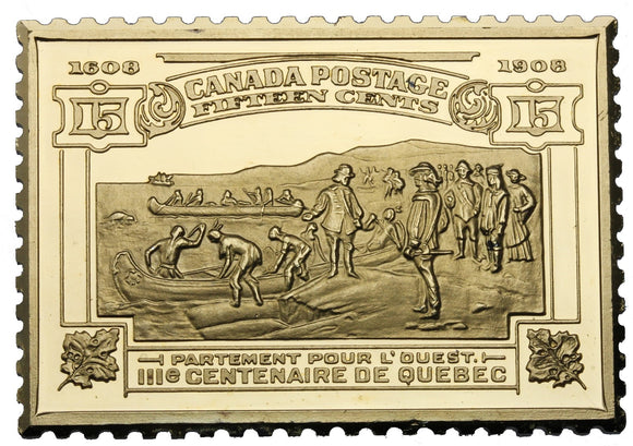 Silver Stamp Bar - Canada Postage Centenaire De Quebec - Ag925