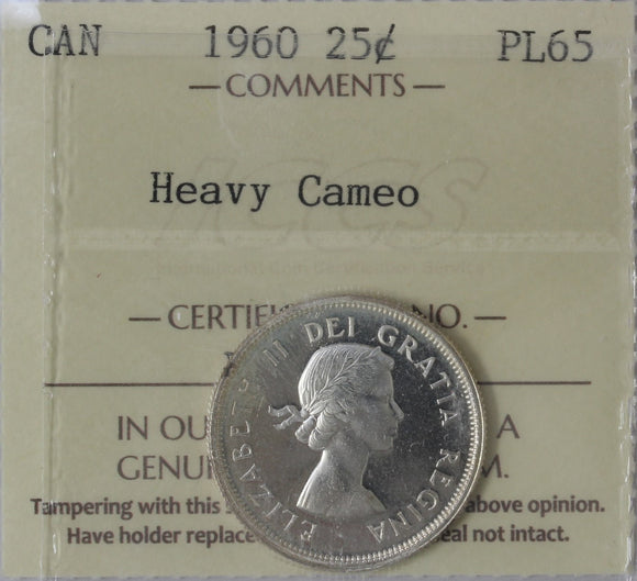 1960 - Canada - 25c - Heavy Cameo - PL65 ICCS - retail $35