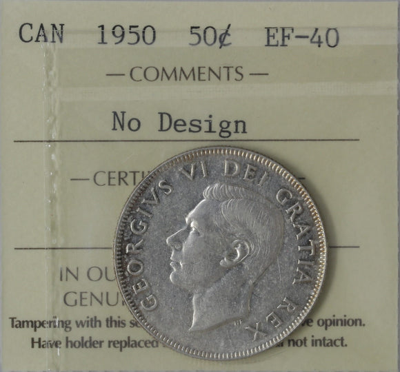 1950 - Canada - 50c - No Design - EF40 ICCS - retail $60