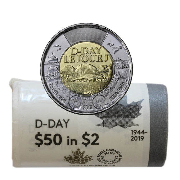 2019 - $2 - Canada - D-Day - Special Wrap Mint Roll (25pcs) - Uncoloured