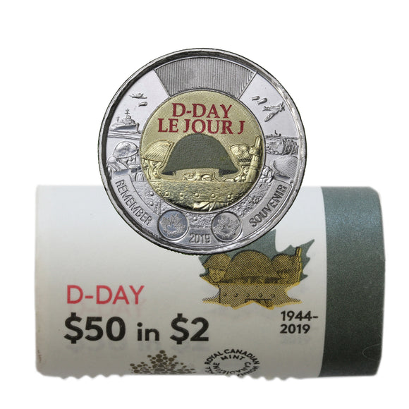 2019 - $2 - Canada - D-Day - Special Wrap Mint Roll (25pcs) - Coloured