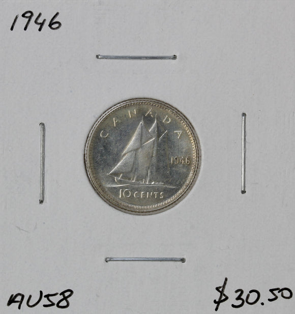 1946 - Canada - 10c - AU58 - retail $30.50