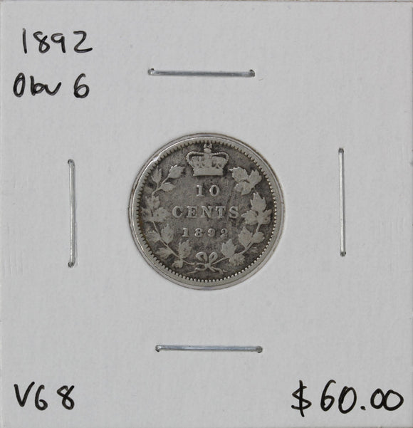 1892 - Canada - 10c - Obv 6 - VG8