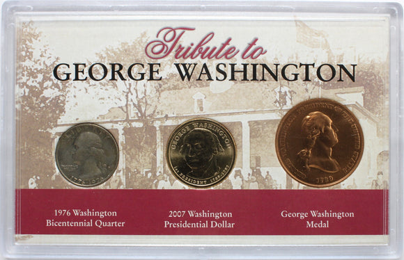 USA - 2 Coins, 1 Medal Set - Tribute to George Washington