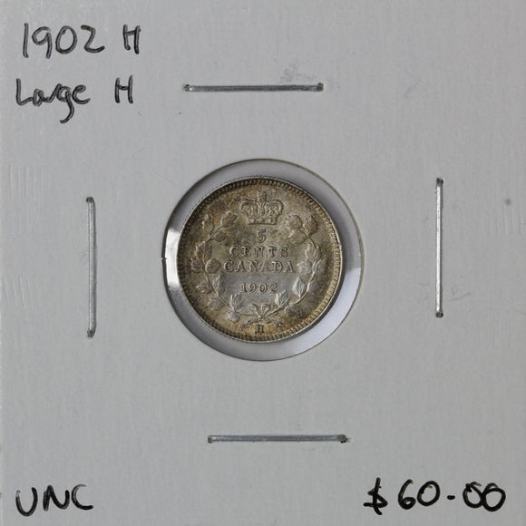 1902 H - Canada - 5c - Large H - UNC - retail $60