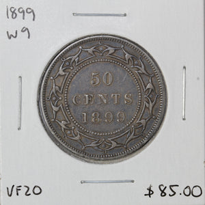 1899 - Newfoundland - 50c - W9 - VF20 - retail $85