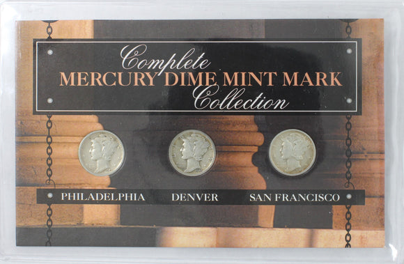 USA - 3 Coin Set - Complete Mercury Dime Mint Mark Collection
