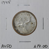 1945 - Canada - 25c - AU50 - retail $14